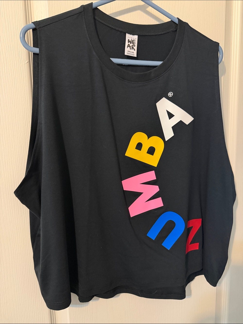 Zumba Fitness Women's Black Muscle Tee with Multicolor Logo